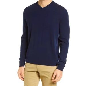 Nordstrom Mens V-neck  Navy Cashmere Sweater